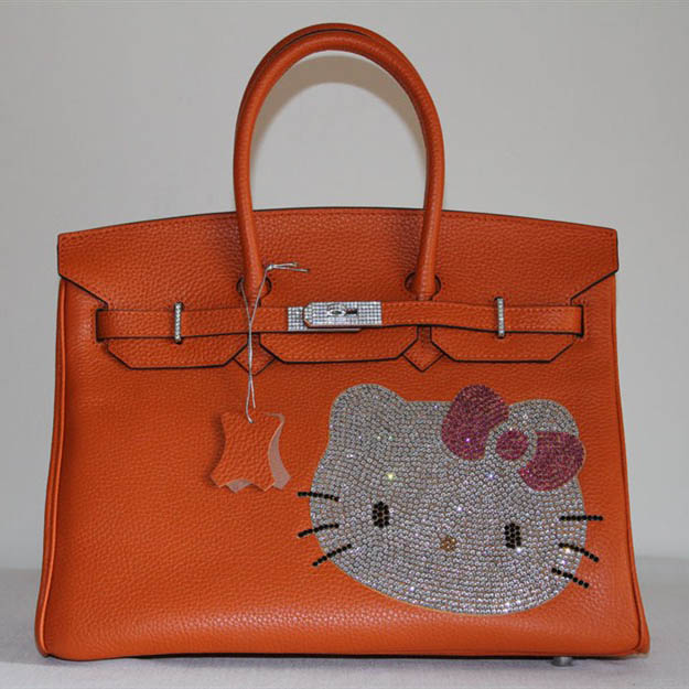 HK0001 Hermes Birkin 35CM Togo Ciao Kitty Borsa in pelle arancione HK